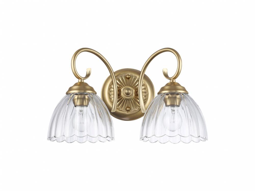 Audra 2-Light Vanity Light in Brushed Champagne Bronze with Clear Glass