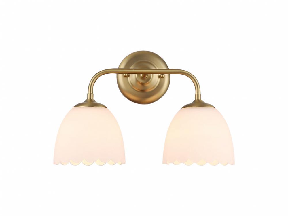 Dorinda 2-Light Vanity Light in Brushed Champagne Bronze with Opal Glass