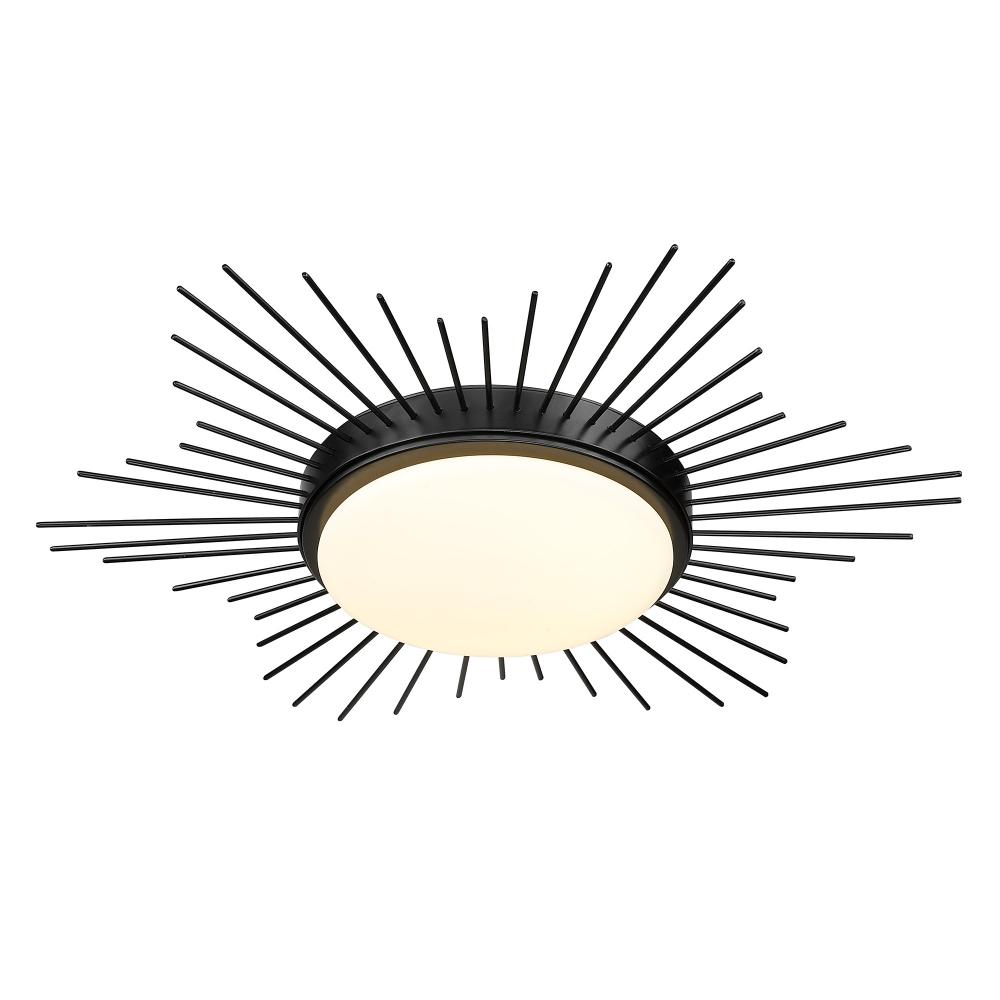 Kieran Flush Mount - 18&#34; in Matte Black with Opal Glass Shade