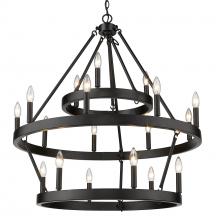 Golden 1017-396 BLK - Alastair 3 Tier 3+9+6 Light Chandelier in Matte Black