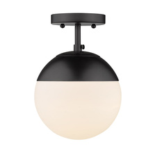 Golden 3218-SF BLK-BLK - Dixon Semi-Flush in Matte Black with Opal Glass and Matte Black Cap