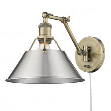 Golden 3306-A1W AB-PW - Orwell Articulating Wall Sconce in Aged Brass with Pewter