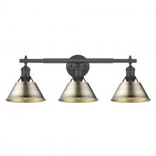 Golden 3306-BA3 BLK-AB - Orwell 3-Light Vanity Light in Matte Black with Aged Brass