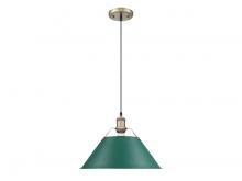 Golden 3306-L AB-GN - Orwell 14&#34; Wide Large Pendant in Aged Brass with Pine Green