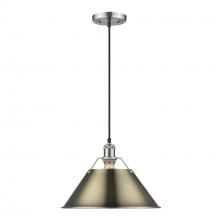 Golden 3306-L PW-AB - Orwell PW Large Pendant - 14&#34; in Pewter with Aged Brass shade