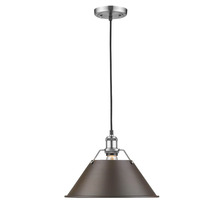 Golden 3306-L PW-RBZ - Orwell PW Large Pendant - 14&#34; in Pewter with Rubbed Bronze shade