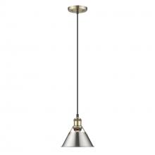 Golden 3306-S AB-PW - Orwell AB Small Pendant - 7&#34; in Aged Brass with Pewter shade