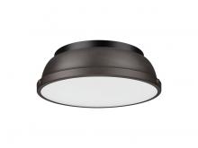 Golden 3602-14 BLK-RBZ - Duncan 14&#34; Flush Mount in Matte Black with Rubbed Bronze