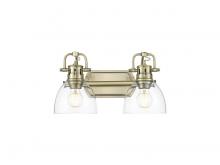 Golden 3602-BA2 AB-CLR - Duncan 2-Light Bath Vanity in Aged Brass with Clear Glass