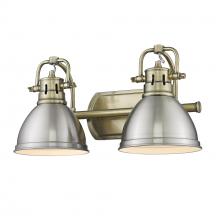 Golden 3602-BA2 AB-PW - Duncan 2 Light Bath Vanity inÂ Aged BrassÂ with Pewter Shades