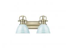 Golden 3602-BA2 AB-SF - Duncan 2-Light Bath Vanity in Aged Brass with Seafoam