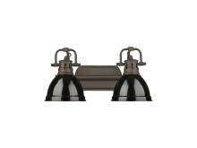 Golden 3602-BA2 RBZ-BK - Duncan 2-Light Bath Vanity in Rubbed Bronze with Black