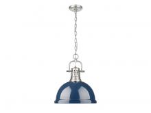 Golden 3602-L PW-NVY - Duncan 1-Light Pendant with Chain in Pewter with Matte Navy