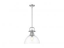 Golden 3604-L CH-CLR - Duncan 1-Light Pendant with Rod in Chrome with Clear Glass