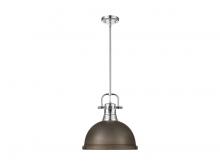 Golden 3604-L CH-RBZ - Duncan 1-Light Pendant with Rod in Chrome with Rubbed Bronze