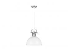 Golden 3604-L CH-WHT - Duncan 1-Light Pendant with Rod in Chrome with Matte White