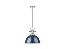 Golden 3604-L PW-NVY - Duncan 1-Light Pendant with Rod in Pewter with Matte Navy