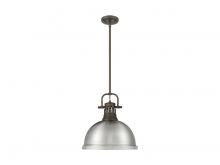 Golden 3604-L RBZ-PW - Duncan 1-Light Pendant with Rod in Rubbed Bronze with Pewter