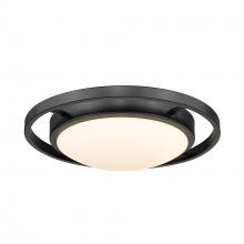 Golden 9130-FM14 BLK-OP - Astra 14&#34; Flush Mount in Matte Black with Opal Glass