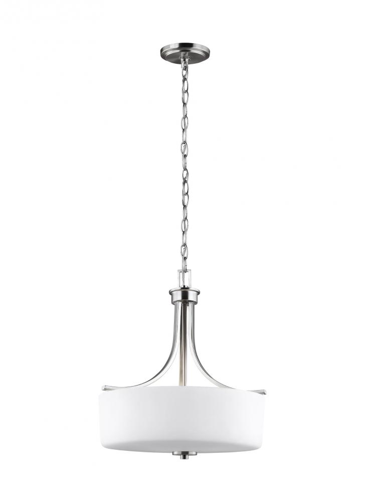 Canfield modern 3-light LED indoor dimmable ceiling pendant hanging chandelier pendant light in brus