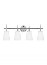 Generation Lighting 4440404EN3-05 - Driscoll contemporary 4-light LED indoor dimmable bath vanity wall sconce in chrome silver finish wi