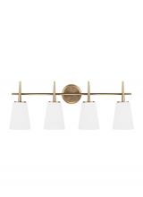 Generation Lighting 4440404EN3-848 - Driscoll contemporary 4-light LED indoor dimmable bath vanity wall sconce in satin brass gold finish