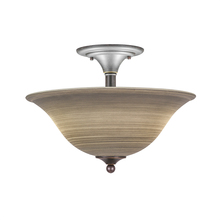 Toltec Company 121-DG-602 - Two Light Dark Granite Gray Linen Glass Bowl Semi-Flush Mount