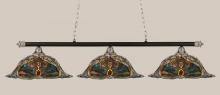 Toltec Company 373-CHMB-990 - Three Light Kaleidoscope Tiffany Glass Chrome/matte Black Pool Table Light