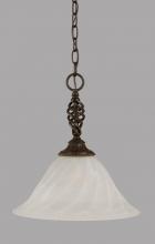 Toltec Company 82-DG-5731 - One Light Dark Granite White Alabaster Swirl Glass Down Pendant