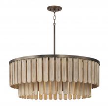 Capital 355661DR - 6-Light Pendant in Dark Brass with Handcrafted Mango Wood in Nordic Grey Stain