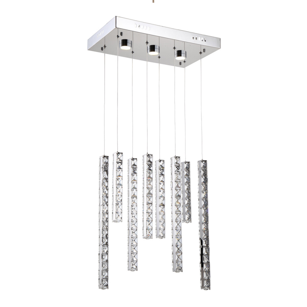 8-Light LED 20&#34; Vertical Crystal Multi-Pendant