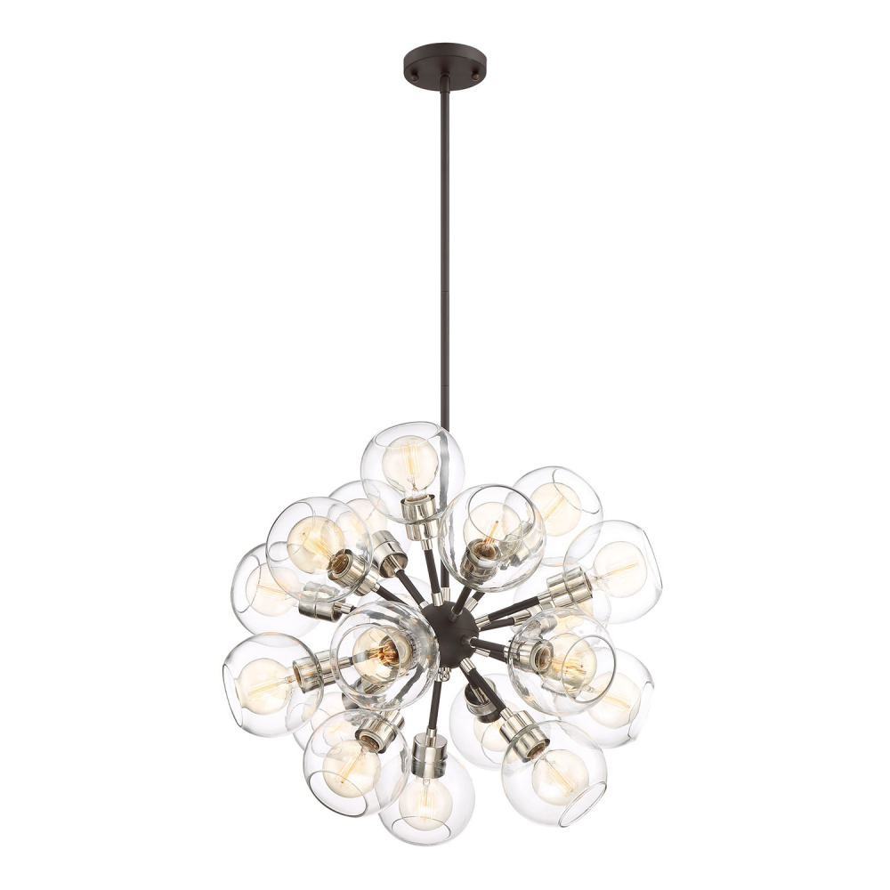 18-Light 24&#34; Polished Nickel Globe Sputnik Chandelier