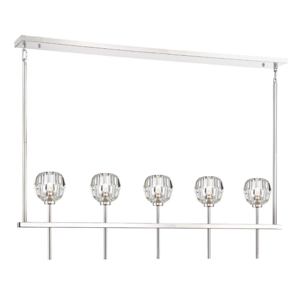 5-Light 46&#34; Polished Nickel Linear Sputnik Crystal Chandelier