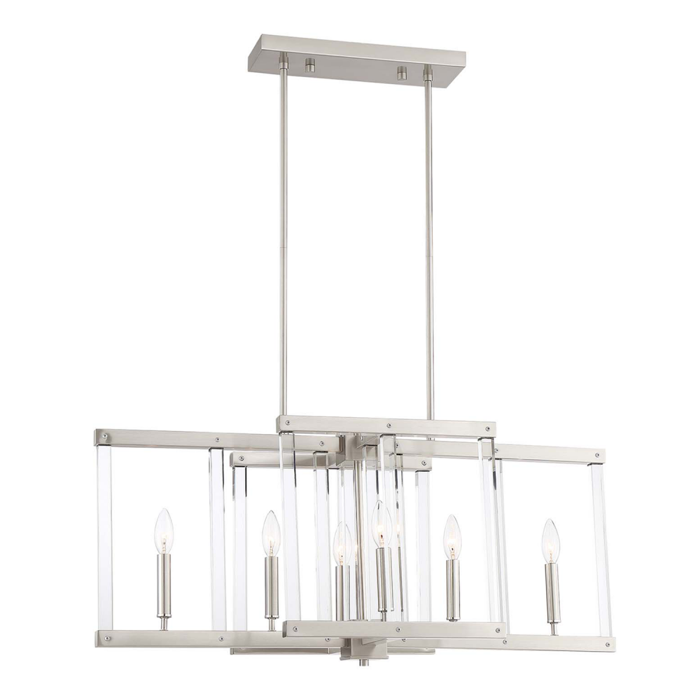 6-Light 34&#34; Linear Polished Nickel Chandelier