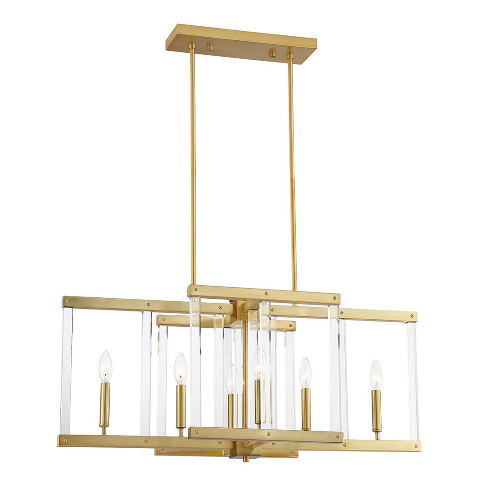 6-Light 34&#34; Linear Aged Brass Chandelier