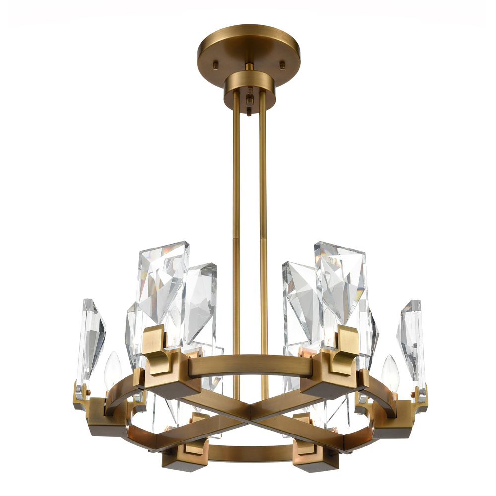 6-Light 24&#34; Aged Brass Wheel Styled Chandelier