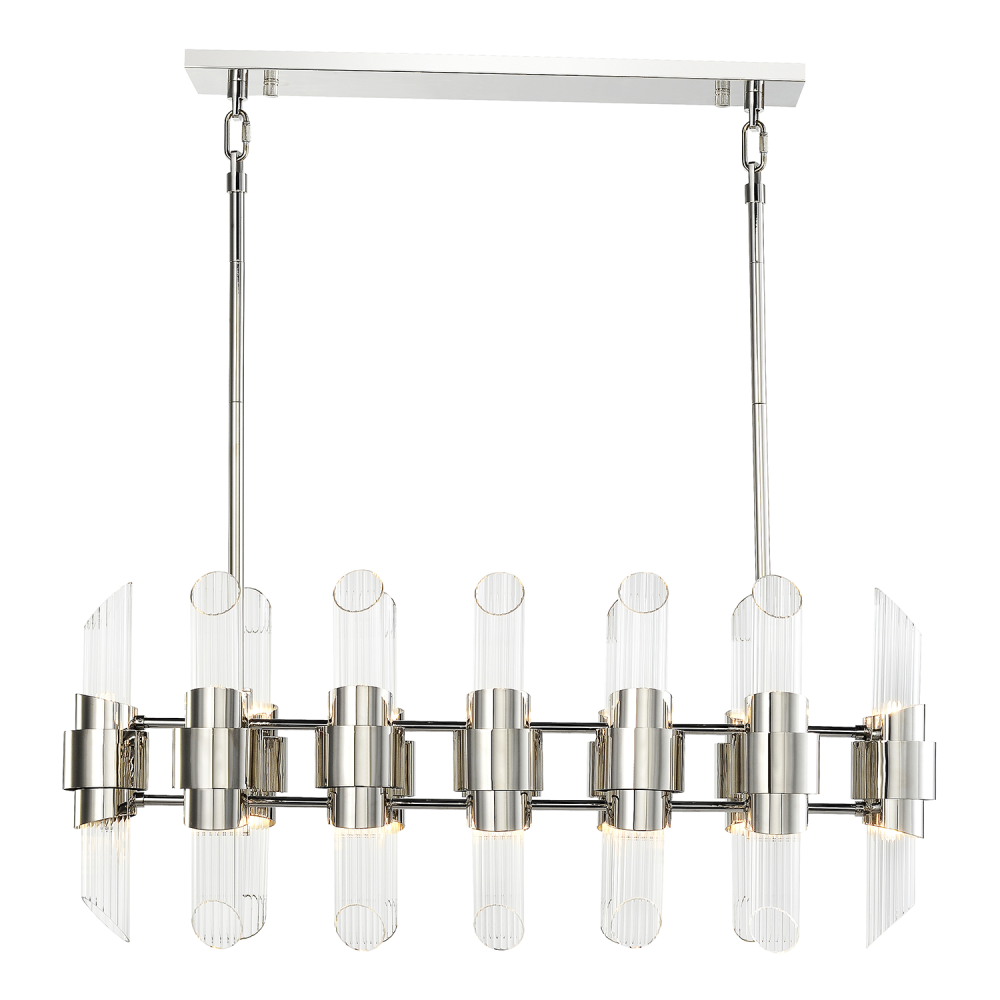 24 Duo Light 36&#34; Polished Nickel Linear Glass Chandelier