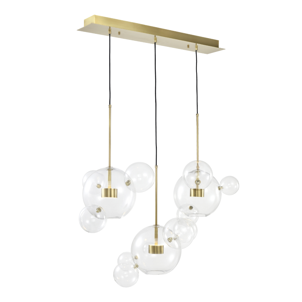 6-Light LED 45&#34; Aged Brass Linear Glass Multi-Pendant