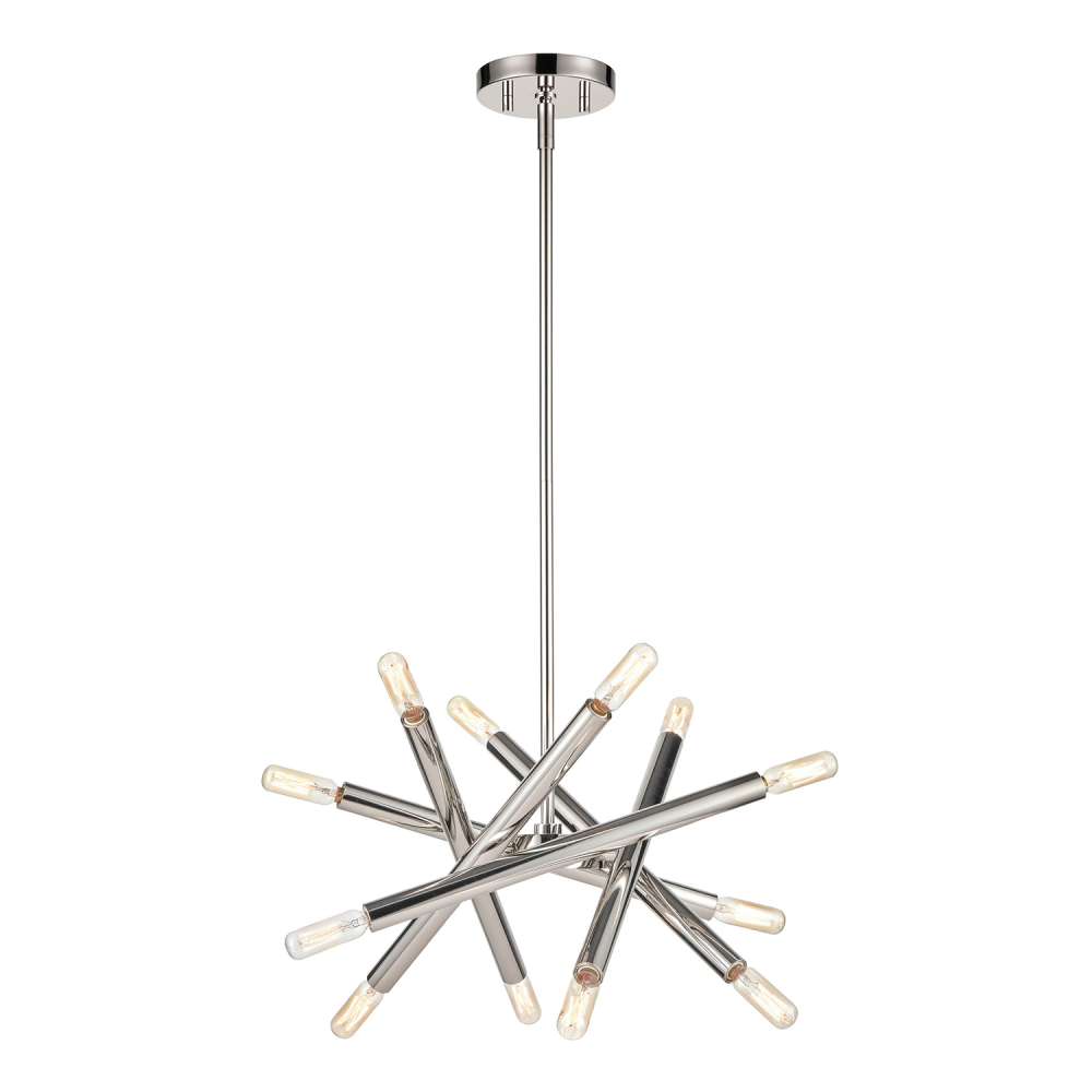 12-Light 14&#34; Adjustable Polished Nickel Sputnik Chandelier