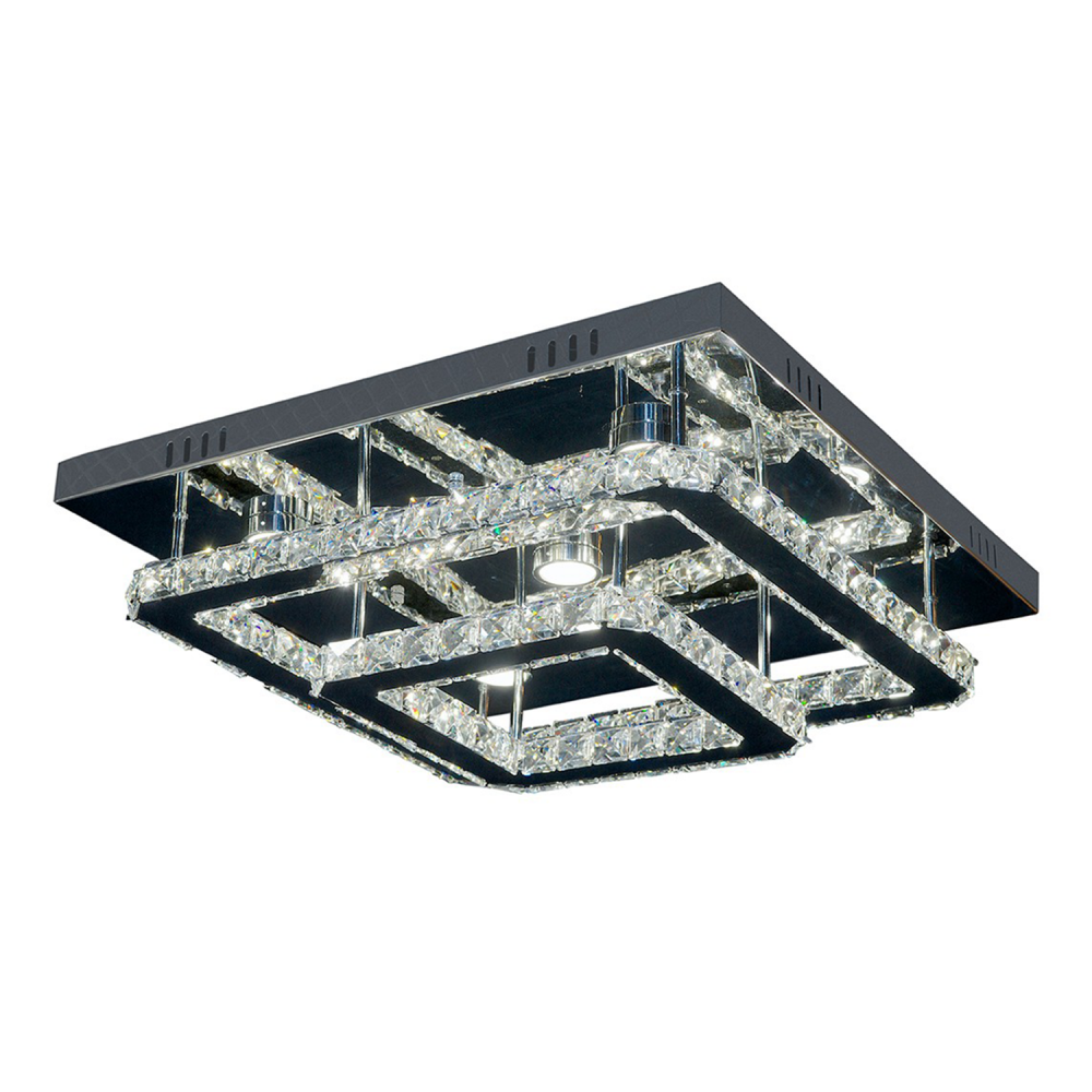 LED 22&#34; 2-Tier Square Crystal Flush Mount