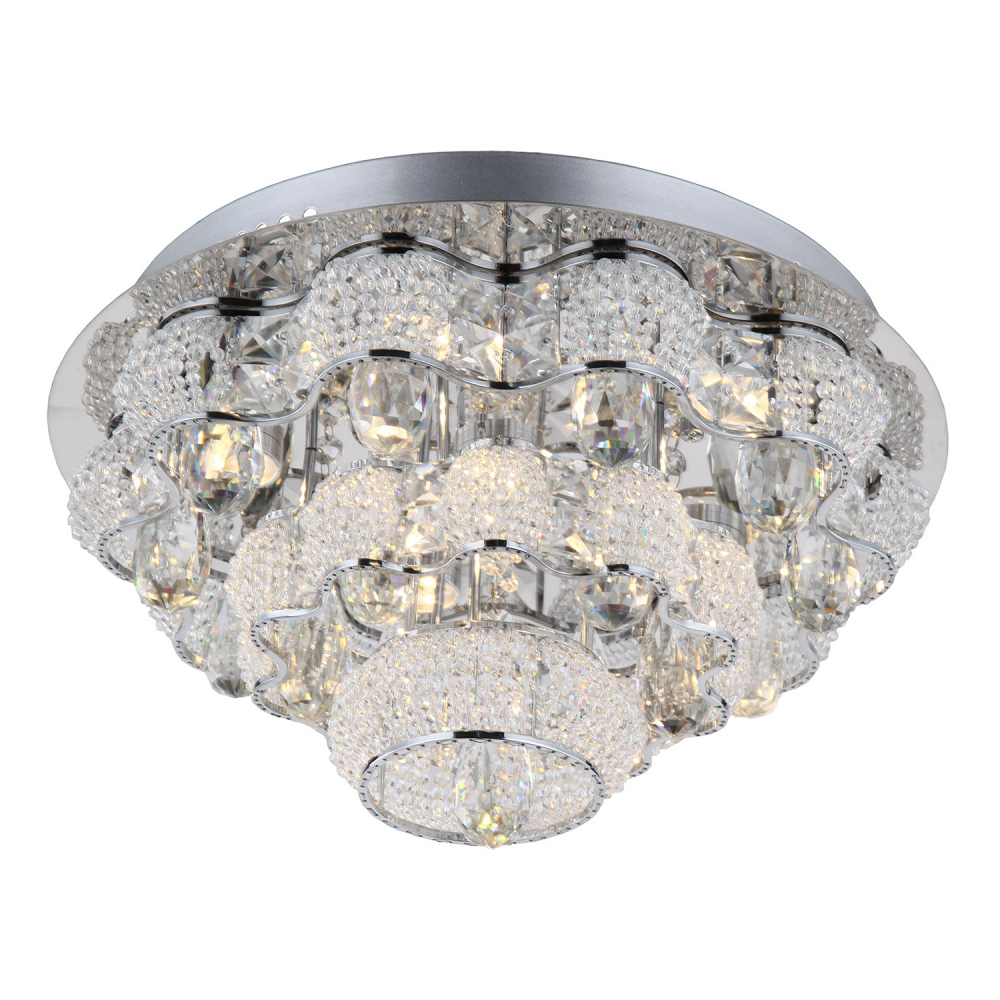 3-Tier 16&#34; LED Floral Crystal Flush Mount
