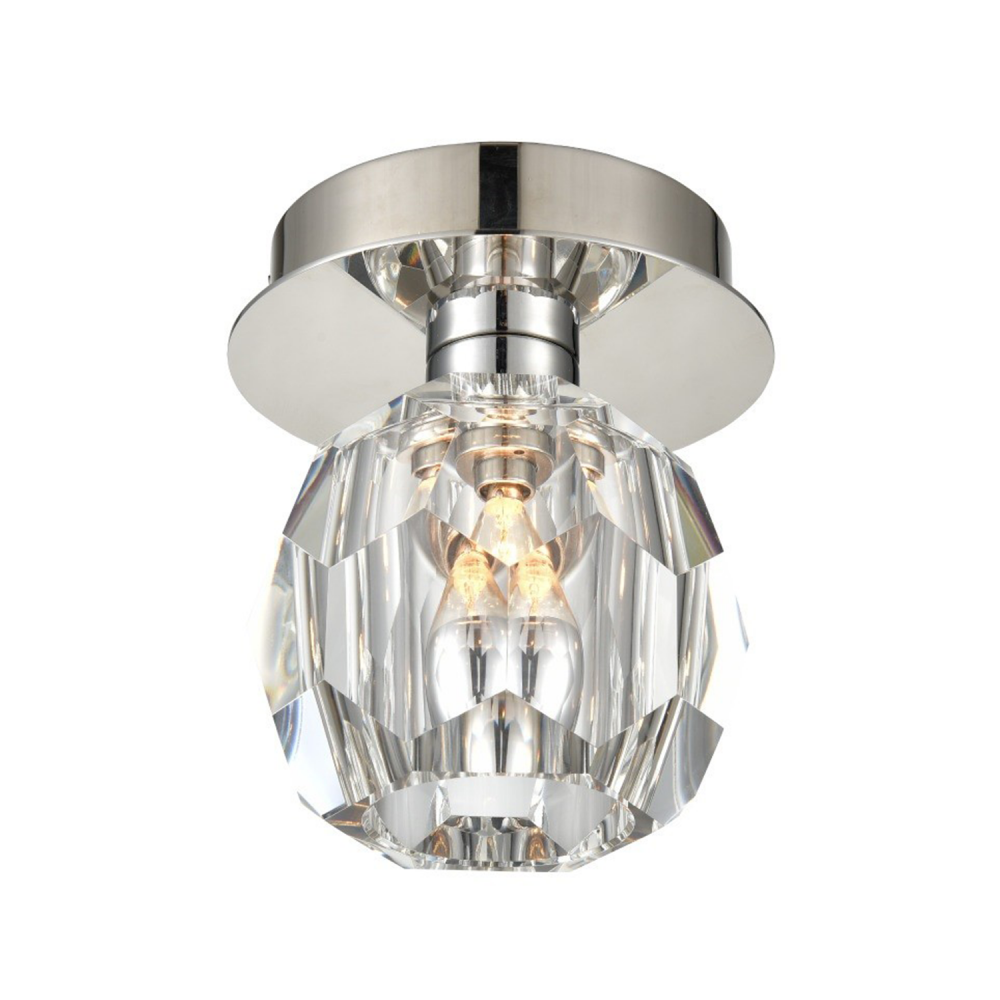 5&#34; Single Polished Nickel Crystal Mini-Flush Mount