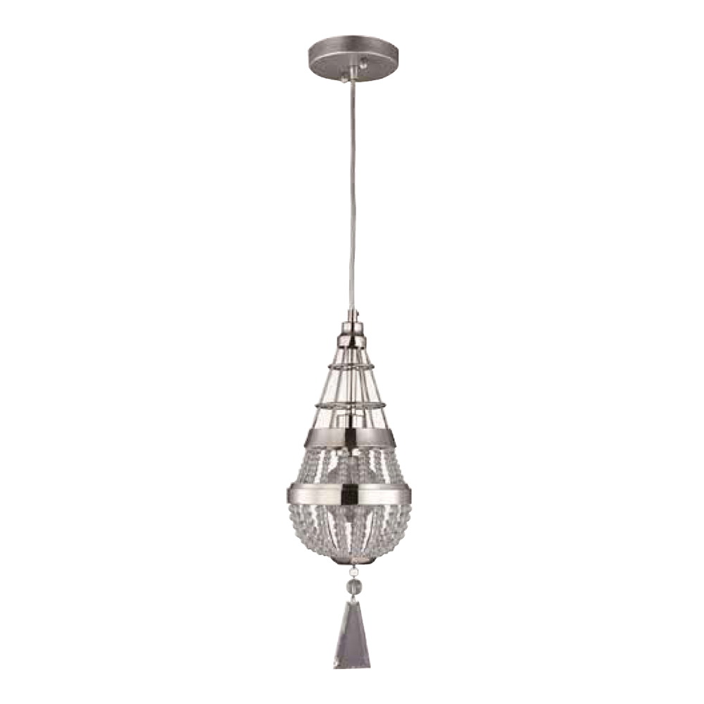 Single Light 6&#34; Crystal Vertical Polished Nickel Pendant