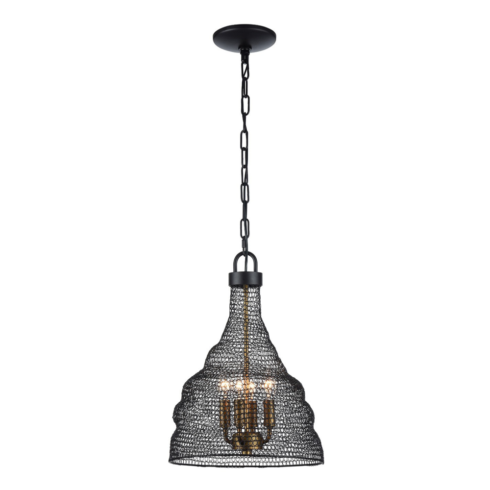 4-Light 12&#34; Metal Shade Pendant