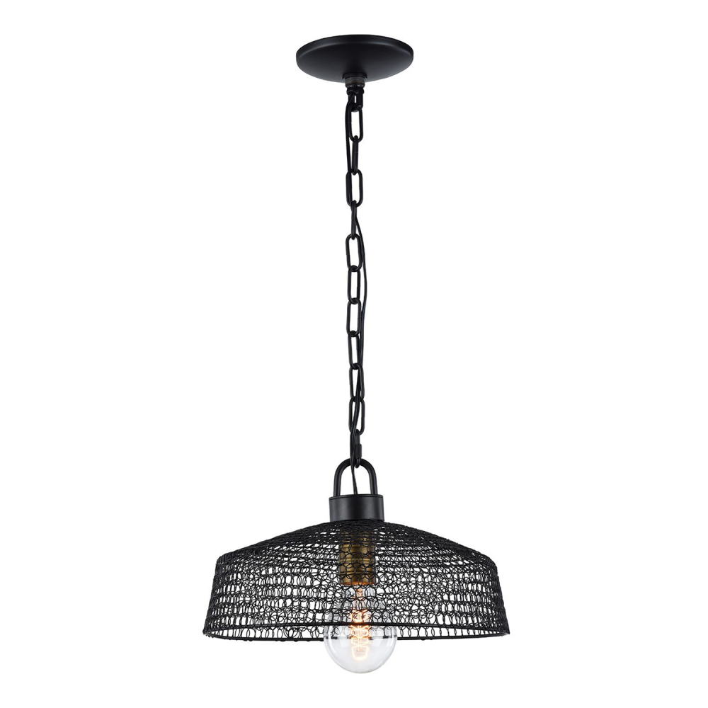 1-Light 13&#34; Metal Shade Pendant