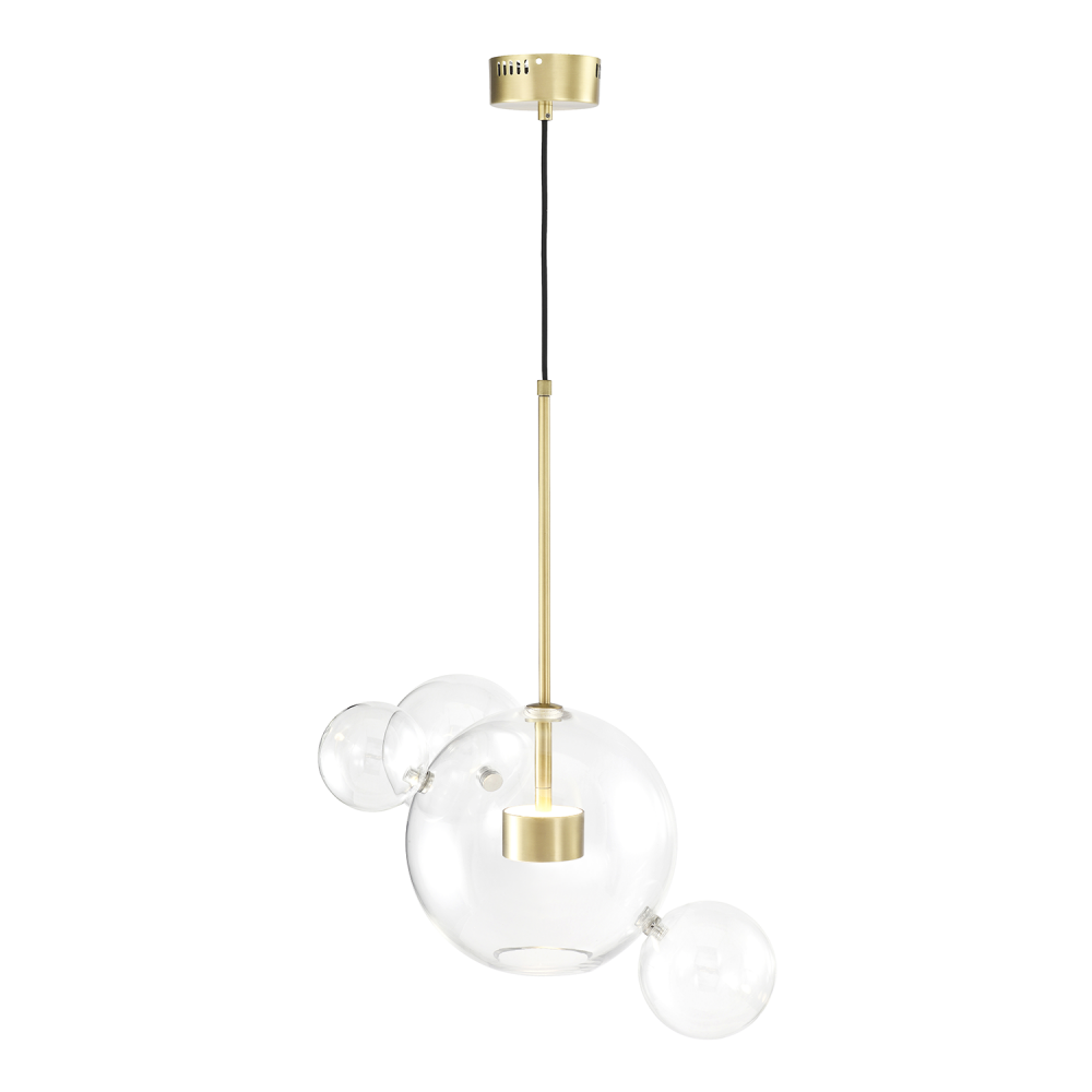 2-Light LED 22&#34; Aged Brass Multi Globe Pendant