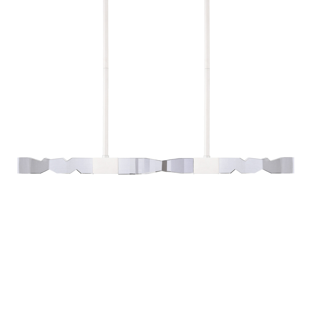 LED 3CCT 4-Light 49&#34; Unique 2&#34;x2&#34; Carved Crystals Luxury Matte White Linear Pendant