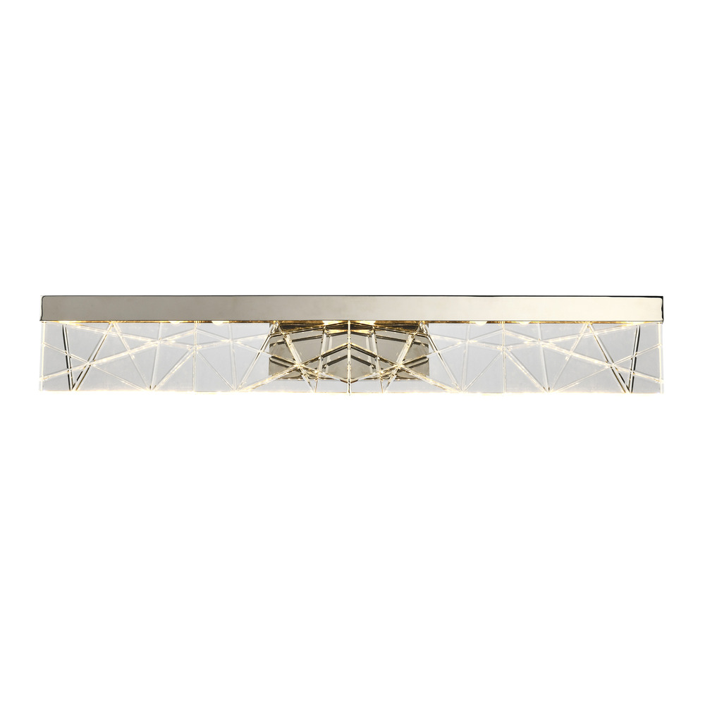 LED 3CCT 35&#34; Thick Engraved Crystals Polished Nickel Vanity Light