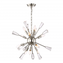 ZEEV Lighting CD10168-12-PN - 12-Light 24&#34; Polished Nickel Rock Crystal Sputnik Chandelier