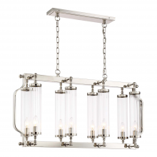 ZEEV Lighting CD10171-8-PN - 8-Light 40" Linear Polished Nickel Fluted Glass Chandelier